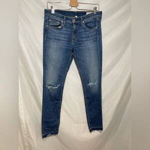 rag & bone Jeans 30 Blue High Rise Skinny Distressed Stretch Denim